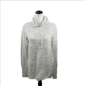 Anthropologie Akini Gray Marble Drawstring Cowl Neck Sweater Size Medium